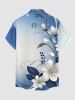 Ombre Flower Leaf Branch Print Matching Hawaii Beach Outfit For Couples - Bleu 
