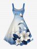 Ombre Flower Leaf Branch Print Matching Hawaii Beach Outfit For Couples - Bleu 