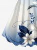 Ombre Flower Leaf Branch Print Matching Hawaii Beach Outfit For Couples - Bleu 