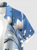 Ombre Flower Leaf Branch Print Matching Hawaii Beach Outfit For Couples - Bleu 