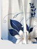 Ombre Flower Leaf Branch Print Matching Hawaii Beach Outfit For Couples - Bleu 