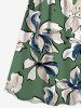 Flowers Watercolor Print Plus Size Matching Hawaii Beach Outfit For Couples -  