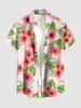 Hibiscus Flowers Tropical Leaf Geometric Pattern Print Matching Hawaii Beach Outfit For Couples - Rose  