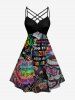 Colorful Ombre Letters Skull Print Matching Outfit For Couples -  