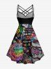 Colorful Ombre Letters Skull Print Matching Outfit For Couples -  
