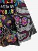 Colorful Ombre Letters Skull Print Matching Outfit For Couples -  