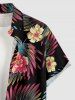 Plus Size Flowers Tropical Leaf Print Buttons Pocket Hawaii Shirt For Men - Noir M