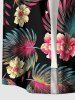 Plus Size Flowers Tropical Leaf Print Buttons Pocket Hawaii Shirt For Men - Noir 2XL