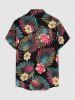 Plus Size Flowers Tropical Leaf Print Buttons Pocket Hawaii Shirt For Men - Noir 2XL