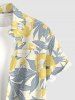 Plus Size Flowers Leaf Print Buttons Pocket Hawaii Shirt For Men - Jaune 2XL
