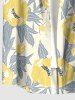 Plus Size Flowers Leaf Print Buttons Pocket Hawaii Shirt For Men - Jaune 2XL