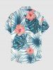 Hibiscus Flowers Tropical Leaf Print Buttons Pocket Hawaii Shirt For Men -  