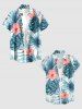 Hibiscus Flowers Tropical Leaf Print Buttons Pocket Hawaii Shirt For Men -  