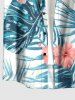 Hibiscus Flowers Tropical Leaf Print Buttons Pocket Hawaii Shirt For Men -  