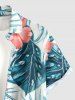 Hibiscus Flowers Tropical Leaf Print Buttons Pocket Hawaii Shirt For Men -  