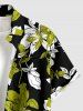 Plus Size Flowers Leaf Print Buttons Pocket Hawaii Shirt For Men -  