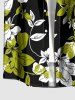 Plus Size Flowers Leaf Print Buttons Pocket Hawaii Shirt For Men -  