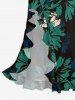 Flowers Print Hawaii Ruffles Split Surplice Dress -  