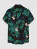 Plus Size Flowers Print Buttons Pocket Hawaii Shirt For Men -  