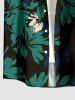Plus Size Flowers Print Buttons Pocket Hawaii Shirt For Men -  