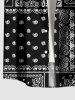 Plus Size Paisley Floral Pattern Scarf Print Buttons Pocket Hawaii Shirt For Men -  