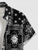 Plus Size Paisley Floral Pattern Scarf Print Buttons Pocket Hawaii Shirt For Men -  