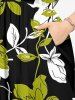 Plus Size Flowers Leaf Print Split Hawaii Midi Dress -  