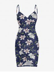 Flower Leaf Branch Print Hawaii Convertible Beach Cover Up - Cadetblue 6X