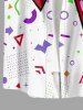 Geometric Pattern Colorblock Print Buttons Pocket Hawaii Shirt For Men -  