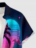 Plus Size Coconut Tree Sea Ombre Heart Print Hawaii Button Pocket Shirt For Men - Bleu profond 6XL