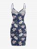 Flower Leaf Branch Print Hawaii Convertible Beach Cover Up - Cadetblue 6X