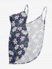 Flower Leaf Branch Print Hawaii Convertible Beach Cover Up - Cadetblue 6X