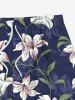 Flower Leaf Branch Print Hawaii Drawstring Beach Shorts For Men -  