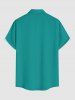 Plus Size Coconut Tree Bird Ombre Print Buttons Pocket Hawaii Shirt For Men -  