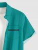 Plus Size Coconut Tree Bird Ombre Print Buttons Pocket Hawaii Shirt For Men -  