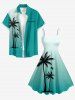 Plus Size Coconut Tree Bird Ombre Print Hawaii Tank Dress -  