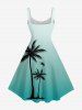 Plus Size Coconut Tree Bird Ombre Print Hawaii Tank Dress -  