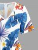 Flowers Tropical Leaf Print V Neck Hawaii Wide Leg Jumpsuit -  