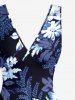 Flowers Leaf Print Hawaii Ruffles Split Surplice Dress -  