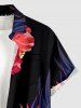 Hibiscus Flower Leaf Print Buttons Pocket Hawaii Shirt For Men -  