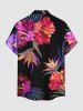 Hibiscus Flower Leaf Print Buttons Pocket Hawaii Shirt For Men -  
