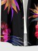 Hibiscus Flower Leaf Print Buttons Pocket Hawaii Shirt For Men -  