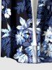Plus Size Flowers Leaf Pritn Buttons Pocket Hawaii Shirt For Men -  