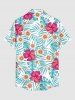 Hibiscus Flowers Tropical Leaf Print Buttons Pocket Hawaii Shirt For Men -  