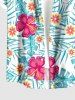 Hibiscus Flowers Tropical Leaf Print Buttons Pocket Hawaii Shirt For Men -  