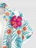Hibiscus Flowers Tropical Leaf Print Buttons Pocket Hawaii Shirt For Men -  