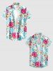 Hibiscus Flowers Tropical Leaf Print Buttons Pocket Hawaii Shirt For Men -  