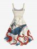 Shark Cat Octopus Sea Waves Print Matching Hawaii Beach Outfit For Couples - Blanc de Crème  