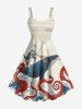 Shark Cat Octopus Sea Waves Print Matching Hawaii Beach Outfit For Couples - Blanc de Crème  