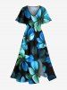 Ombre Flower Print Plus Size Matching Hawaii Beach Outfit For Couples -  